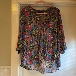 Jones and Co. Paisley blouse in pink and blues